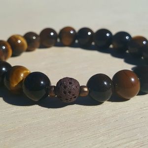 Tiger Eye & Lava Bead Diffuser Bracelet